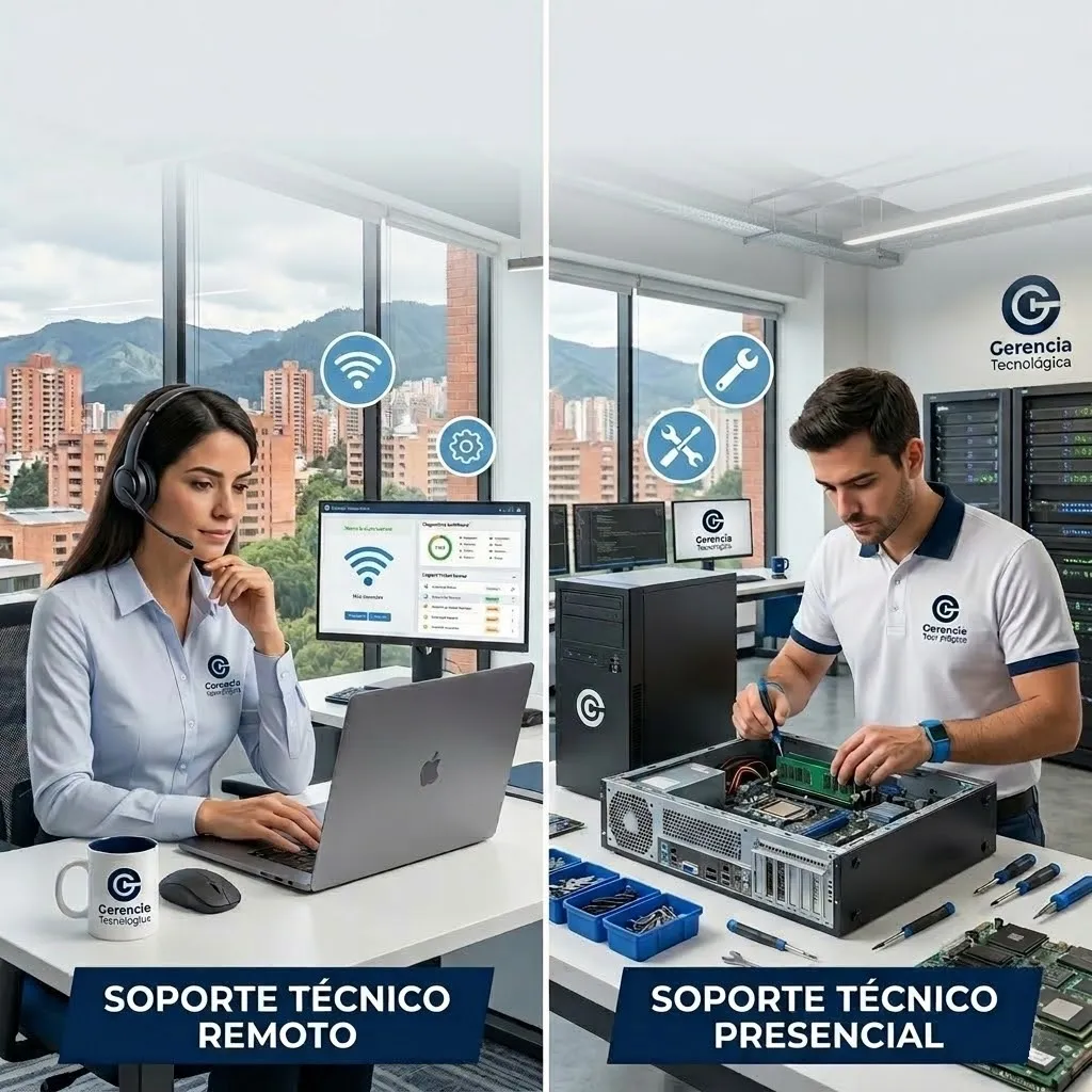 soporte técnico remoto vs presencial empresas Colombia diferencias